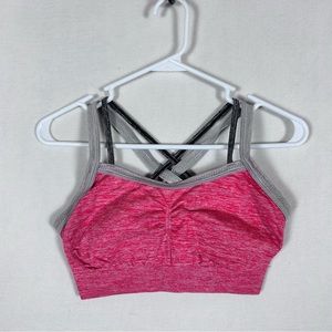 Victorias Secret Sport Pink Cross Back Bra Women’s M Padded Scrappy Pullover